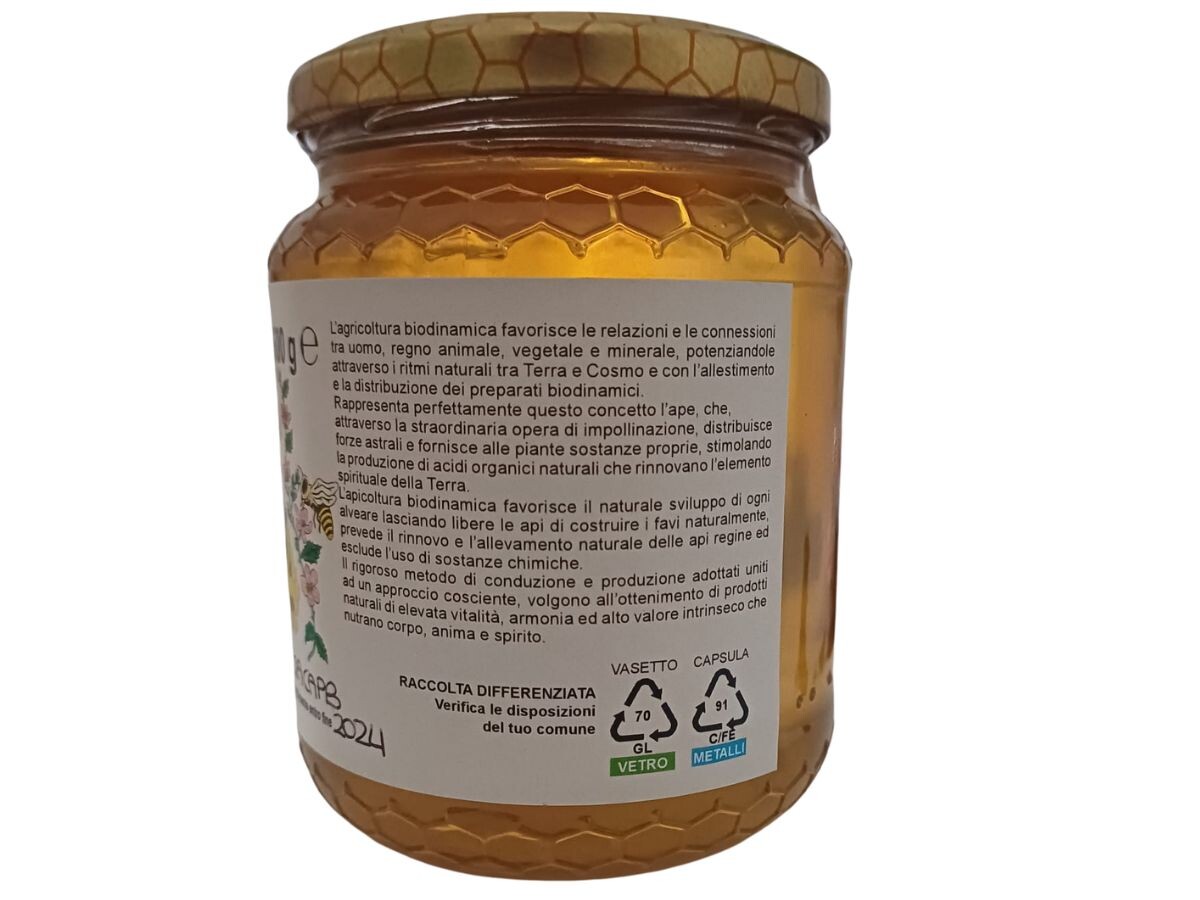 etichetta 1 MIELE Di ACACIA BIO BIODINAMICO 500 GR