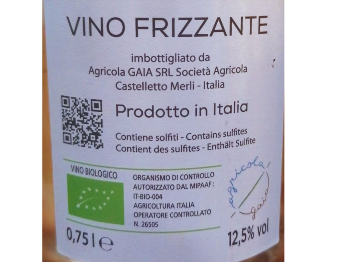 etichetta 1 VINO BIANCO FRIZZANTE DIMENTICATO 0,75 LT BIO
