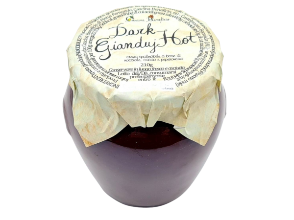 DARK GIANDUJHOT - CREMA SPALMABILE A BASE DI NOCCIOLE CACAO E PEPERONCINO 210 GR (foto)