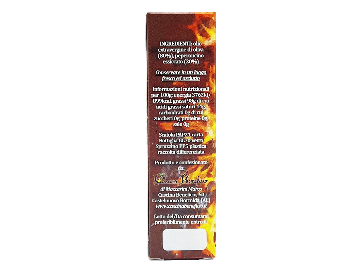 etichetta 1 CONDIMENTO OLIO EVO AROMATIZZATO AL PEPERONCINO SPRAY  IL REDENTORE 10 ML