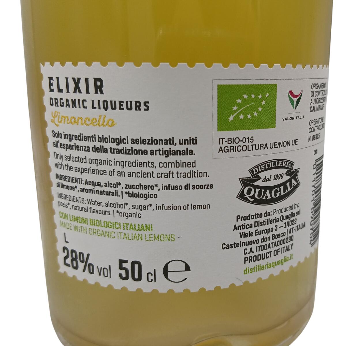 etichetta 1 LIMONCELLO BIO LINEA ELIXIR LIQUORE 50 CL 28 GR