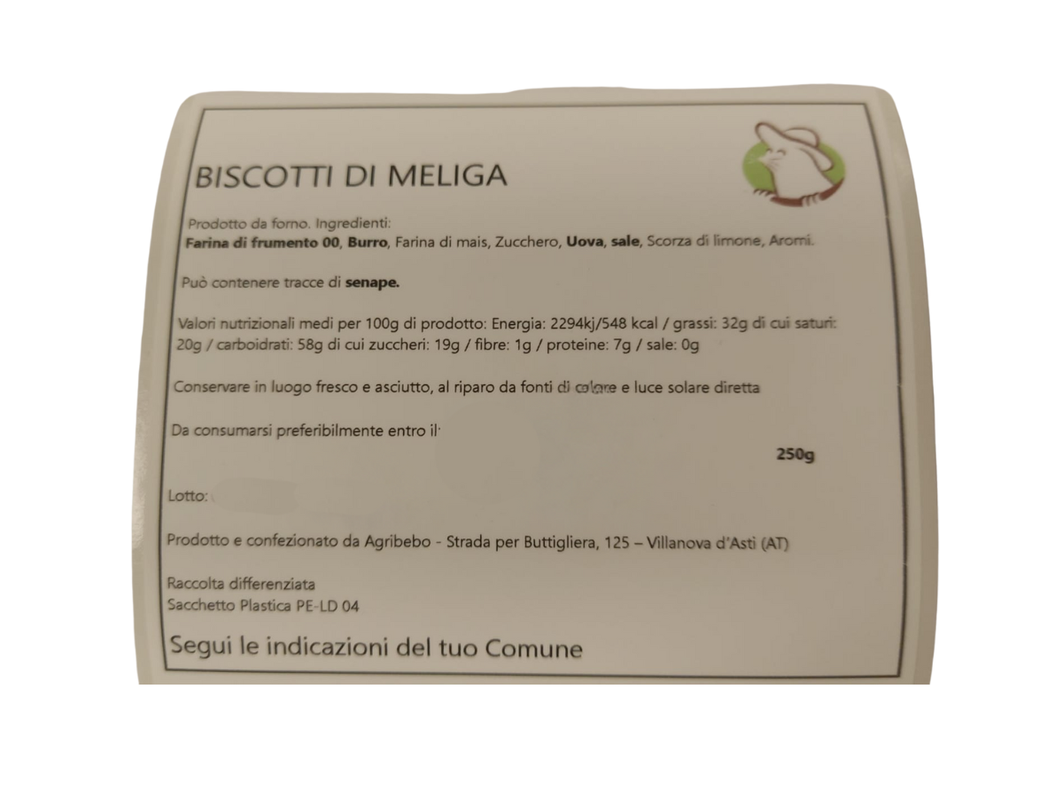 etichetta 1 BISCOTTI MELIGHE 250 GR