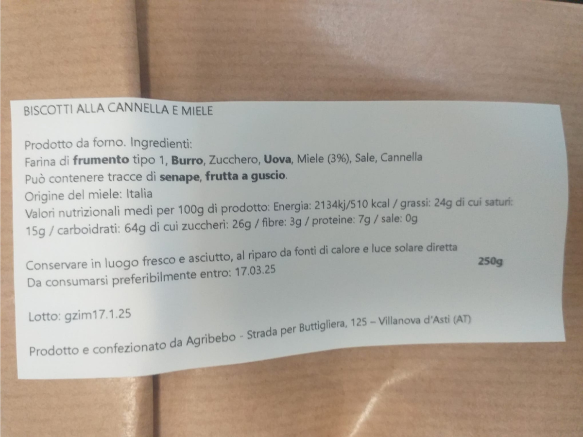etichetta 1 BISCOTTI ZIMTI 250 GR