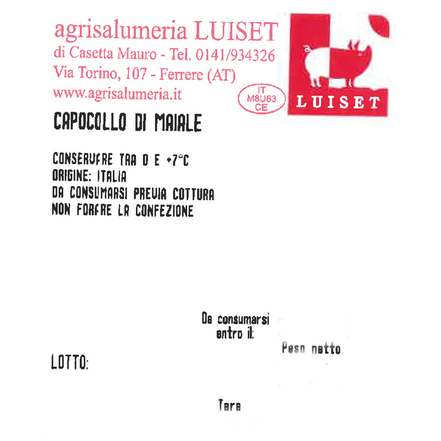 etichetta 1 CAPOCOLLO - CONF. 4 FETTE (500 GR. CIRCA)