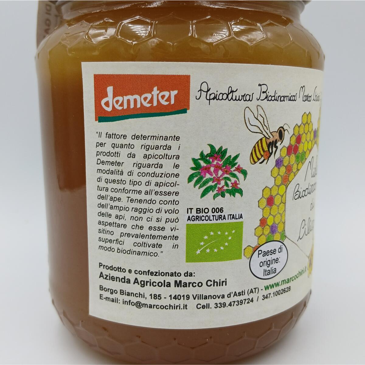 etichetta 1 MIELE DI CILIEGIO BIO BIODINAMICO 500 GR