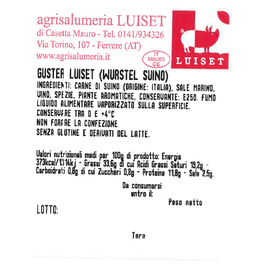 etichetta 1 GUSTER - CONF. 4 PZ. (250 GR. CIRCA)