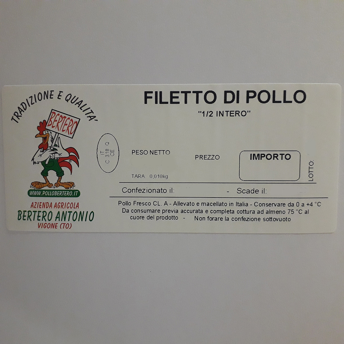 etichetta 1 MEZZO PETTO DI POLLO INTERO SENZA OSSO (300 GR. CIRCA)
