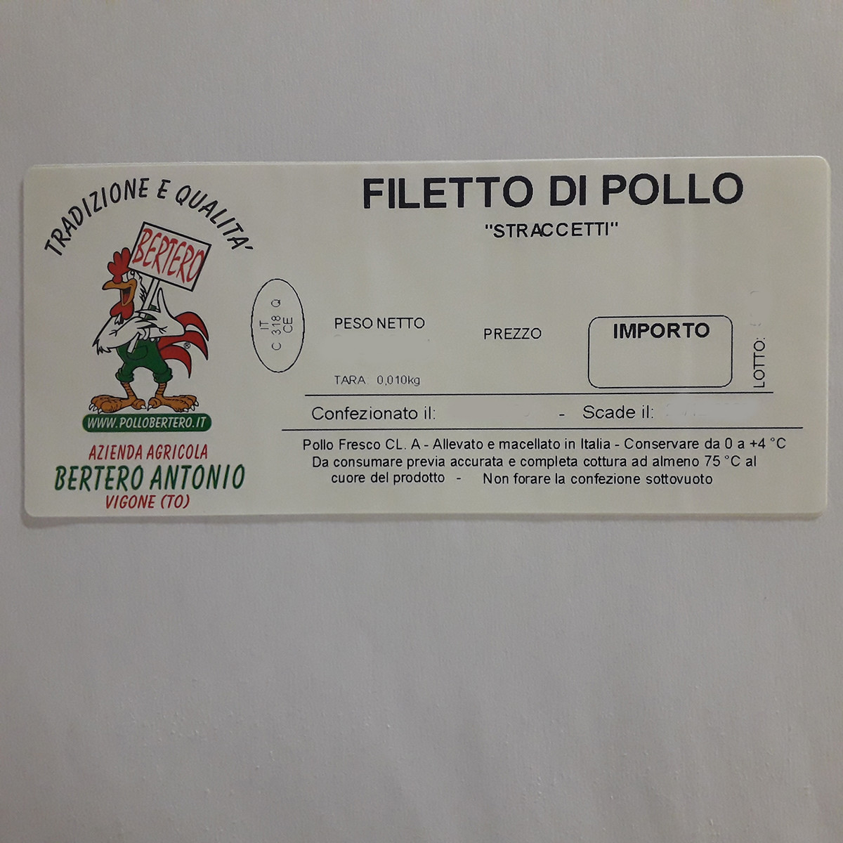 etichetta 1 STRACCETTI DI POLLO (400 GR.)