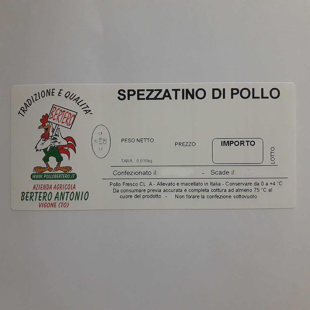 etichetta 1 SPEZZATINO DI POLLO (500 GR.)