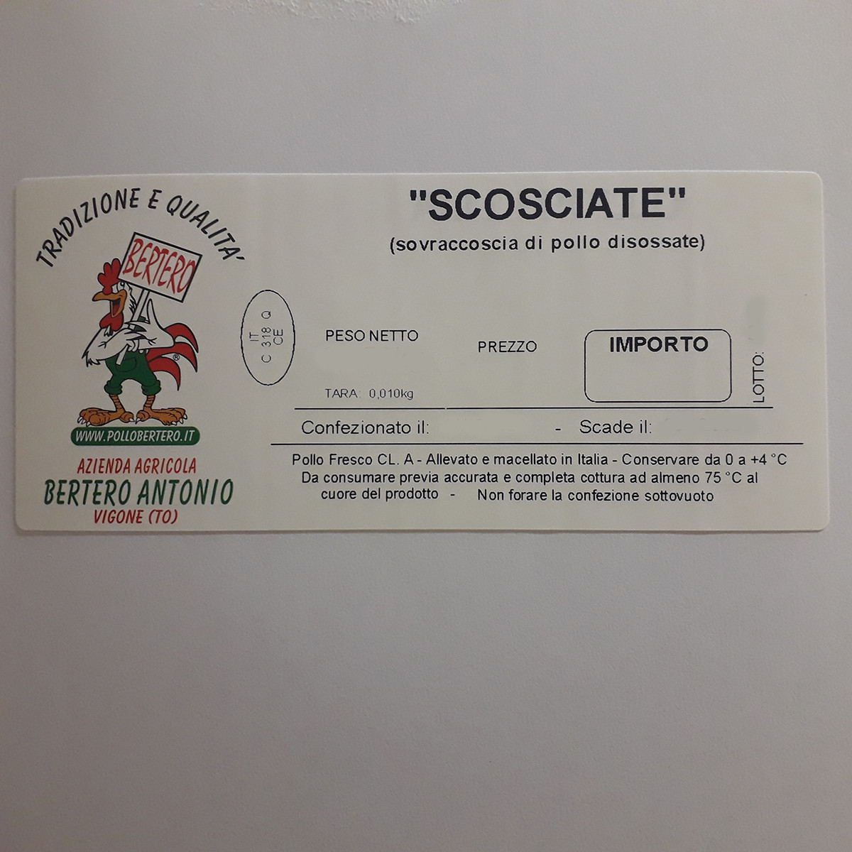 etichetta 1 SOVRACOSCE DI POLLO DISOSSATE 2/3 PZ. (400 GR. CIRCA)