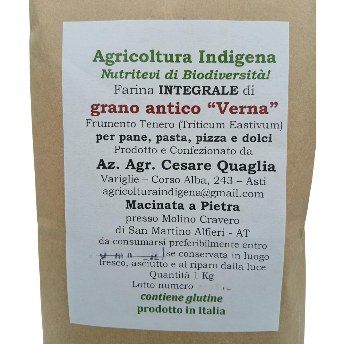 etichetta 1 FARINA INTEGRALE DI GRANO ANTICO VERNA 1 KG