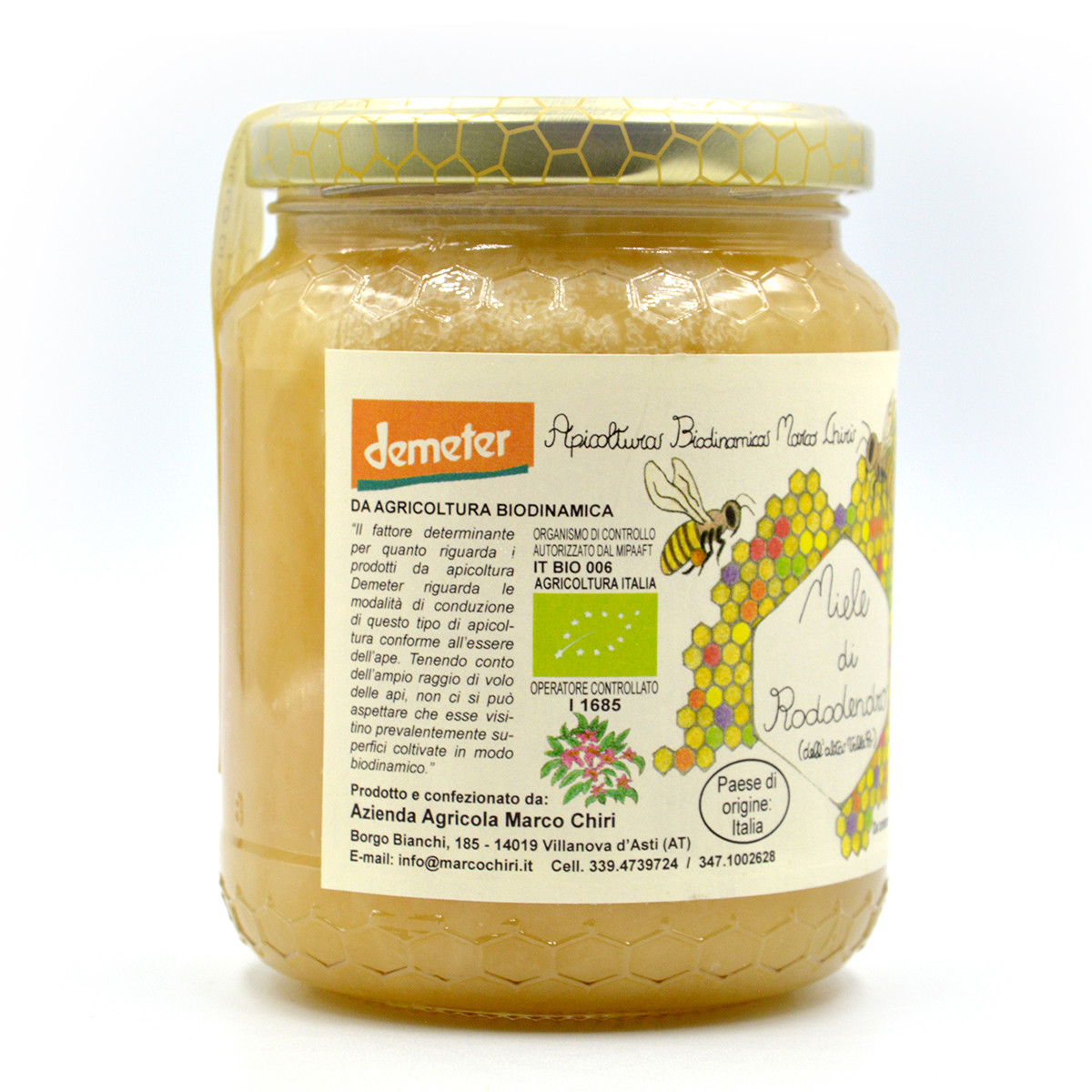 etichetta 1 MIELE DI RODODENDRO BIO BIODINAMICO 500 GR