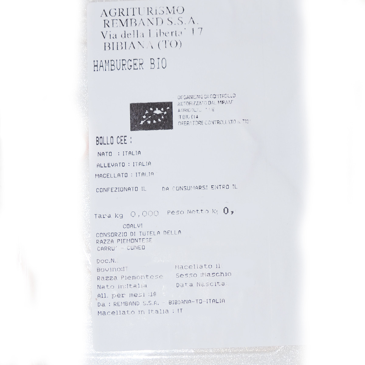 etichetta 2 4 HAMBURGER 400 GR BIO