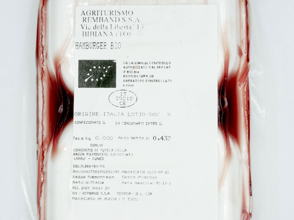 etichetta 1 4 HAMBURGER 400 GR BIO