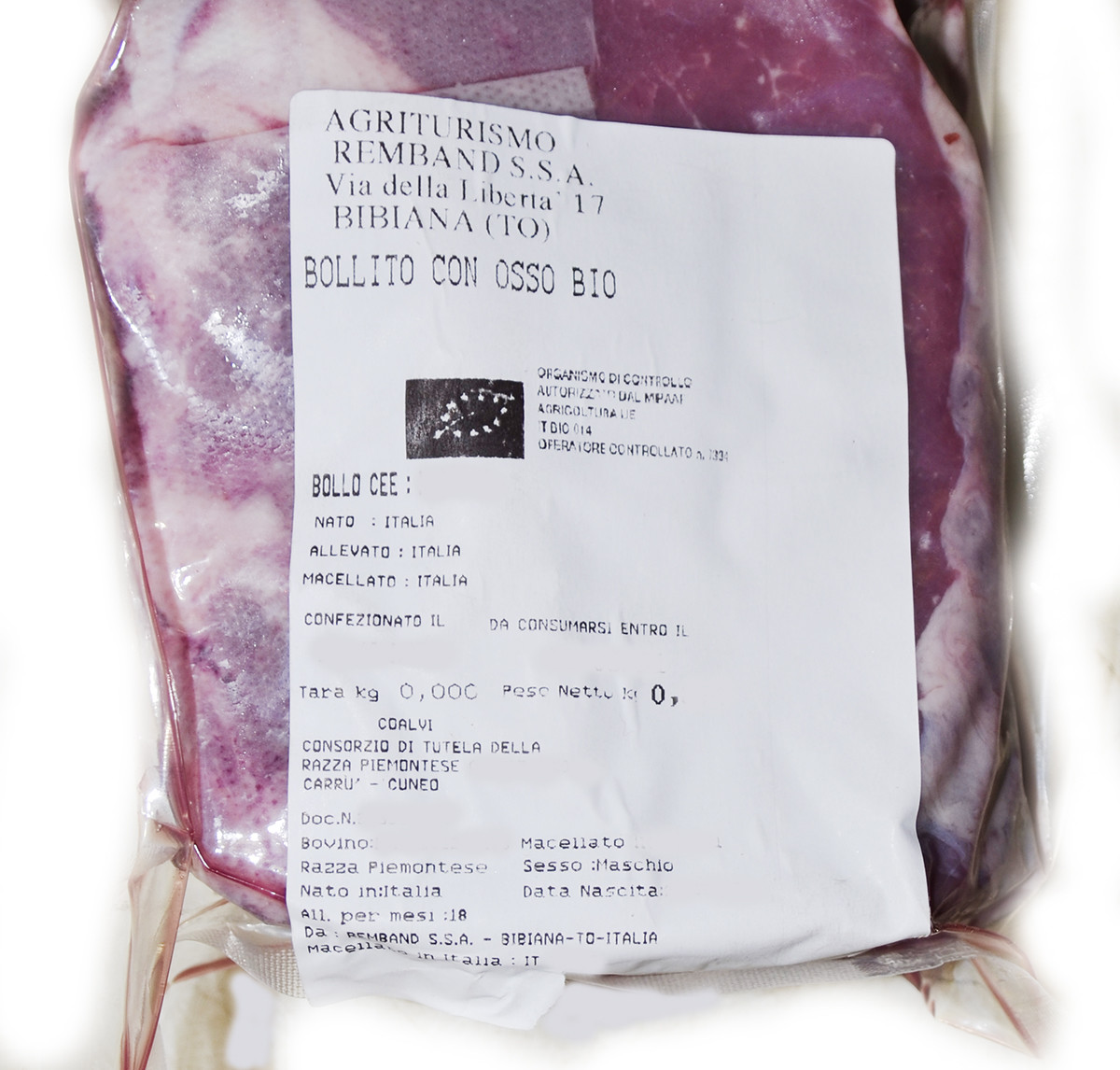 etichetta 1 BOLLITO CON OSSO 800 GR BIO