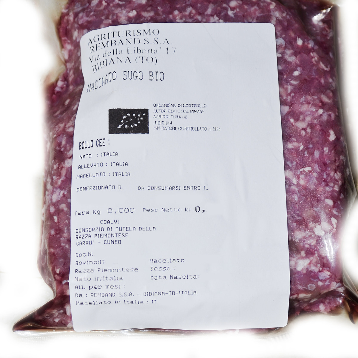 etichetta 1 MACINATO SUGO 500 GR BIO
