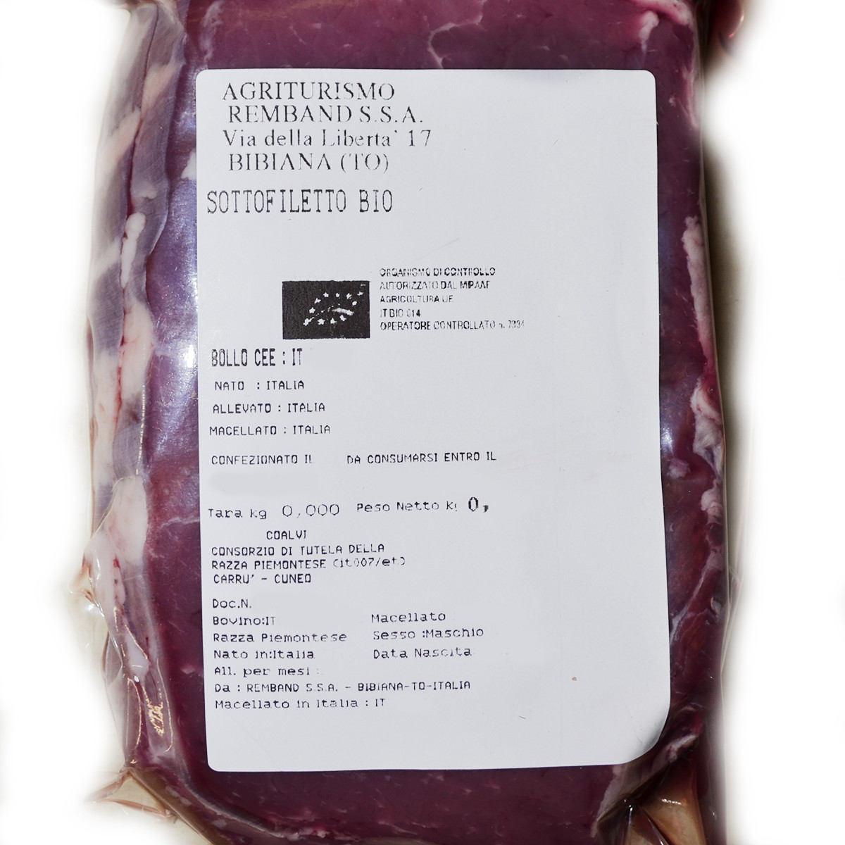 etichetta 1 SOTTOFILETTO 500 GR BIO
