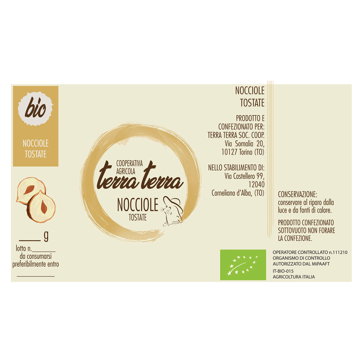 etichetta 1 Nocciole tostate e sgusciate 200 gr