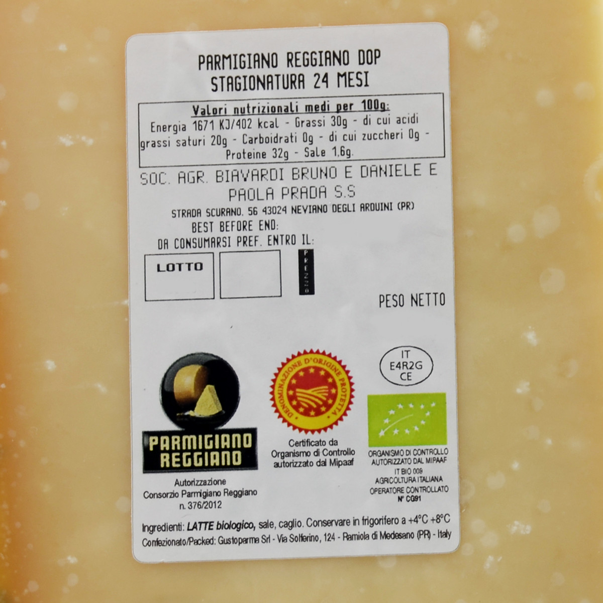 etichetta 1 Parmigiano reggiano 24 mesi 1 kg bio