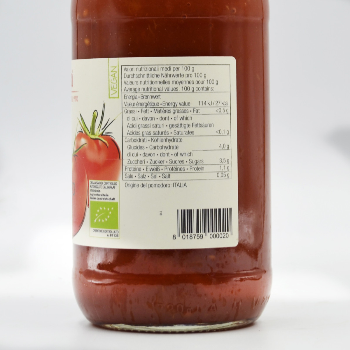 etichetta 1 PASSATA DI POMODORO 690 GR BIO