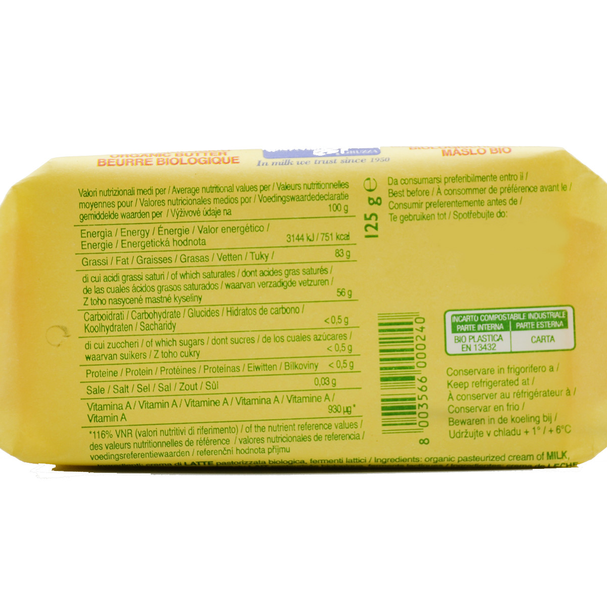 etichetta 1 Burro di panna 125 gr bio