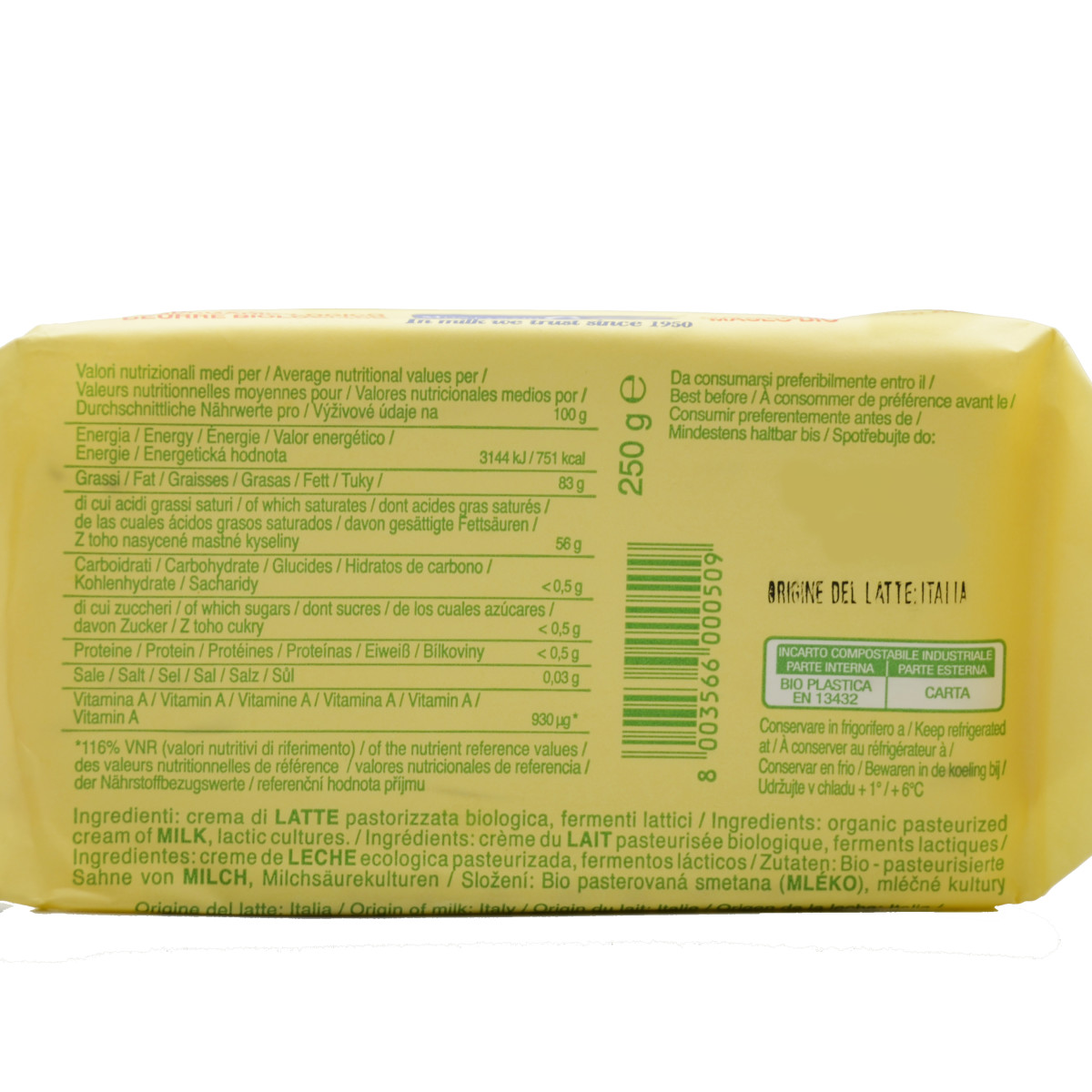 etichetta 1 Burro di panna 250 gr bio
