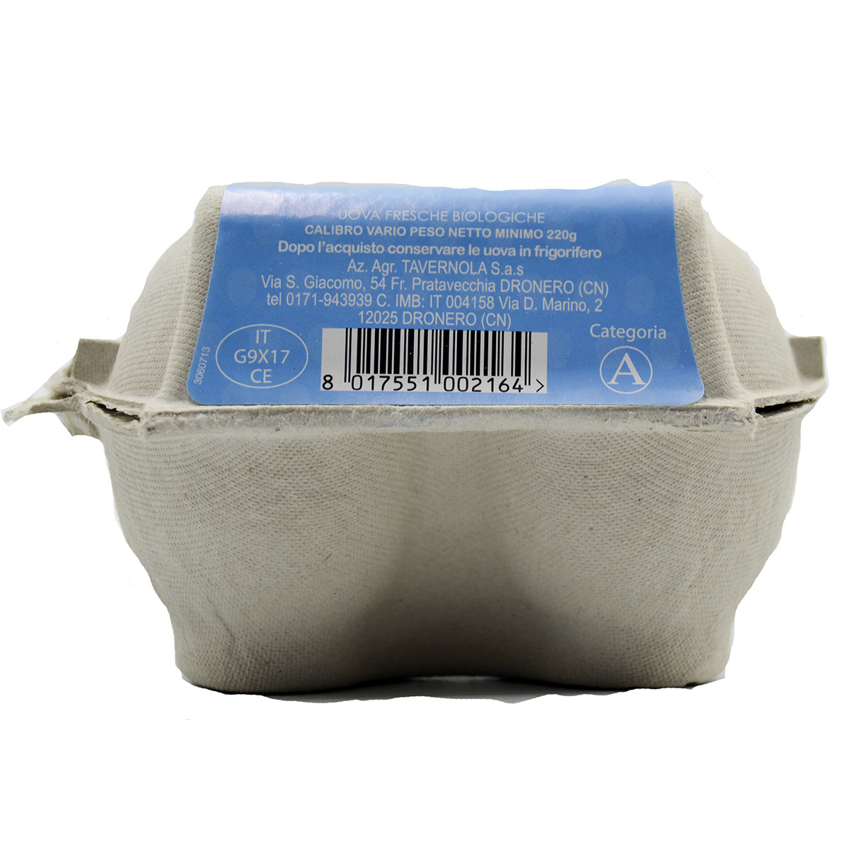 etichetta 2 UOVA FRESCHE CONFEZIONE 4 PZ BIO