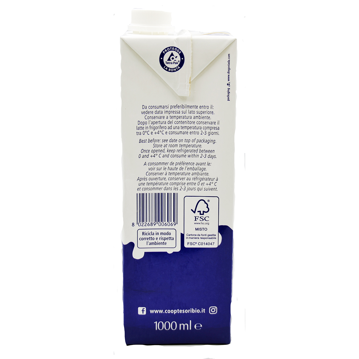 etichetta 3 LATTE UHT INTERO 1 LT BIO