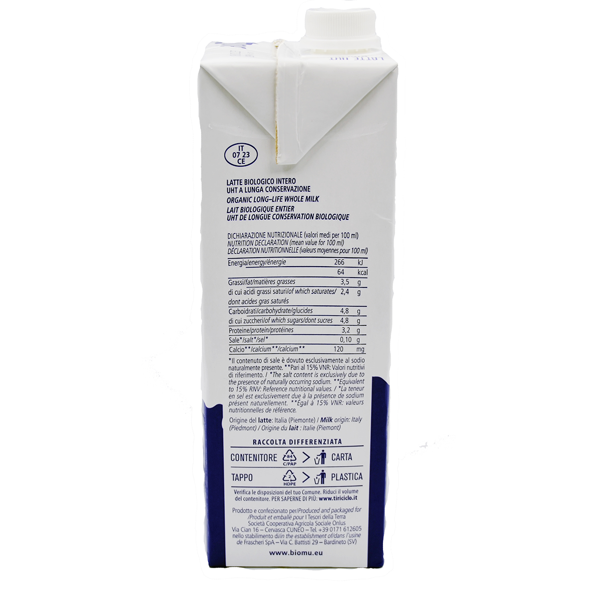 etichetta 2 LATTE UHT INTERO 1 LT BIO