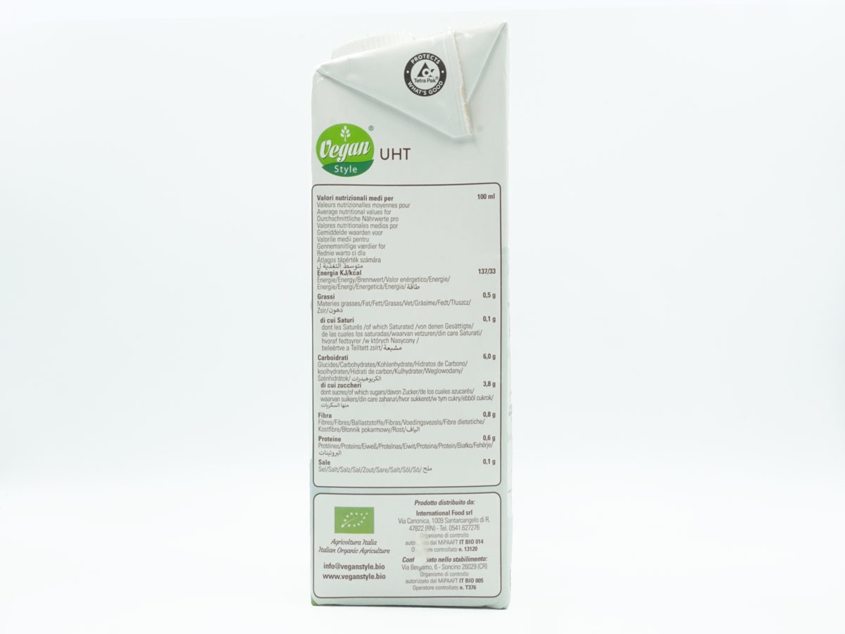 etichetta 3 Bevanda vegetale di avena light 1 lt bio