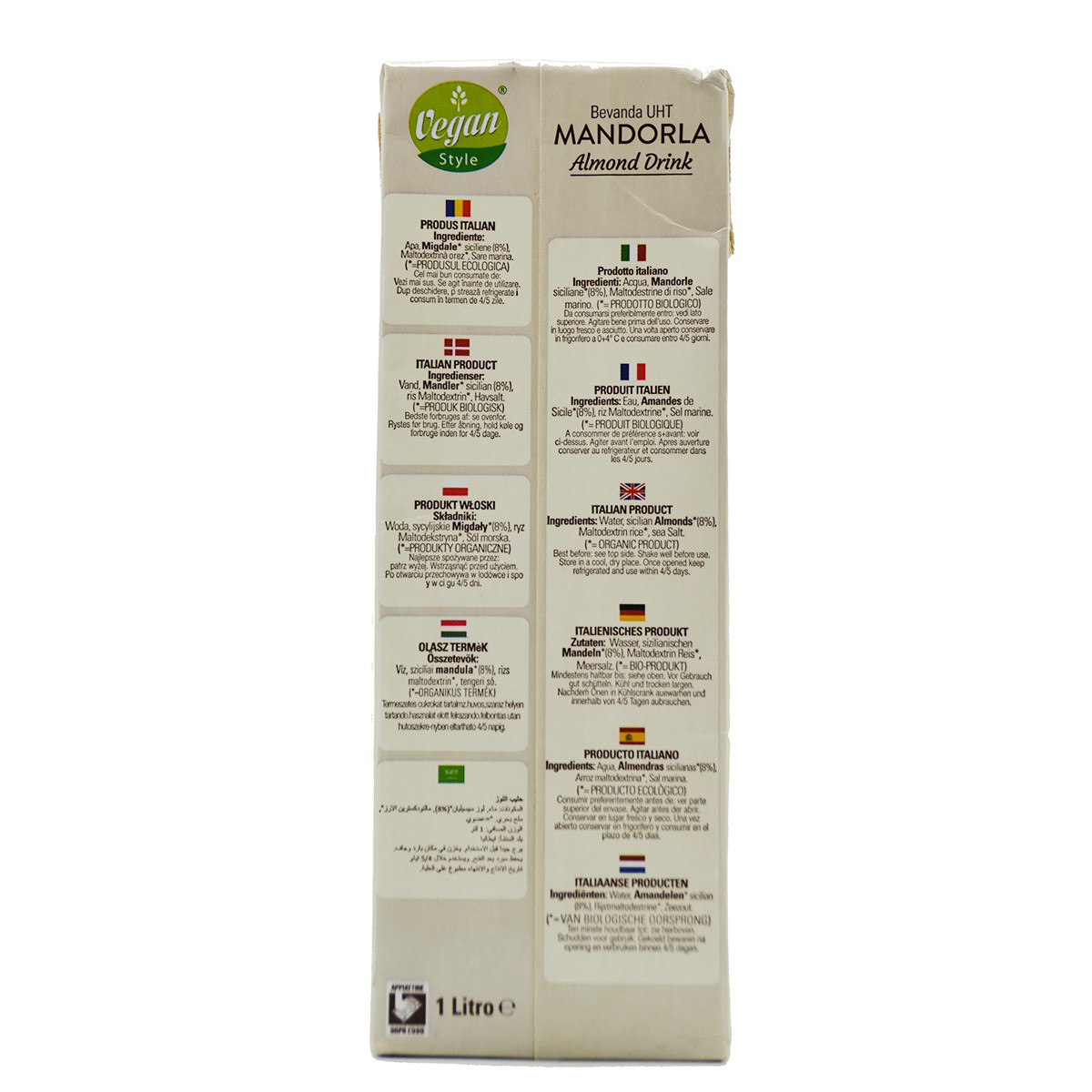 etichetta 1 Bevanda vegetale di mandorle 1 lt bio