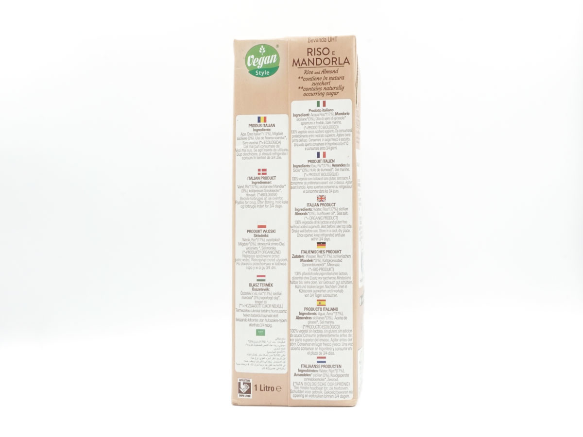 etichetta 1 Bevanda vegetale di riso e mandorle 1 lt bio