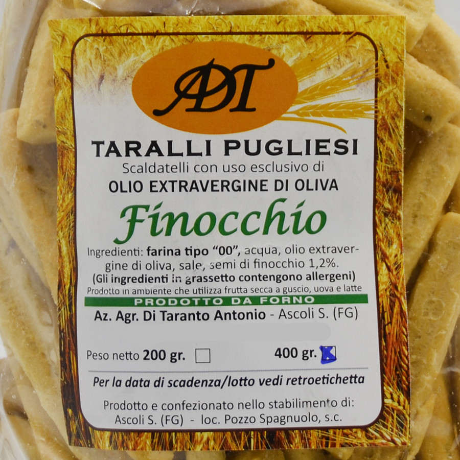 etichetta 1 SCALDATELLI PUGLIESI AL FINOCCHIO GR 400