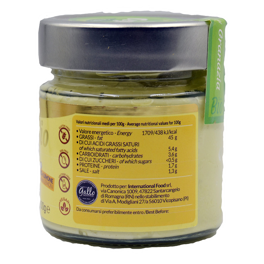 etichetta 1 Maionese vegan zenzero e limone 200 gr